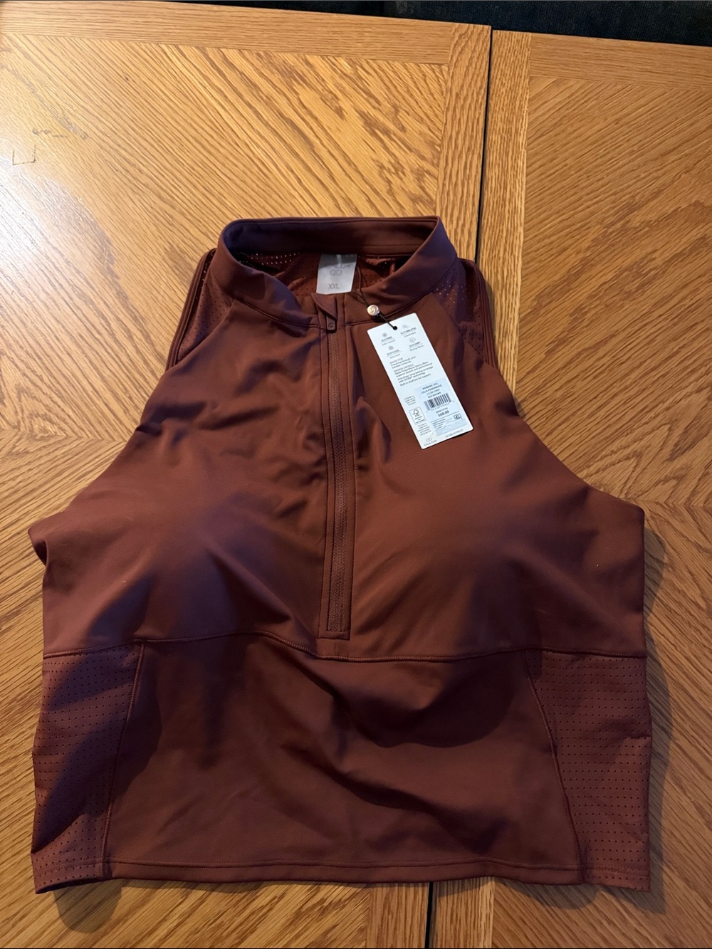 Sleeveless High-Neck Tank Top - Burgundy